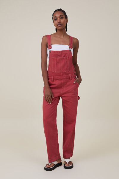Utility Denim Long Overall, RUST RED