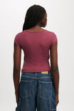 Hailey Textured Short Sleeve, RICH PLUM - example image 3