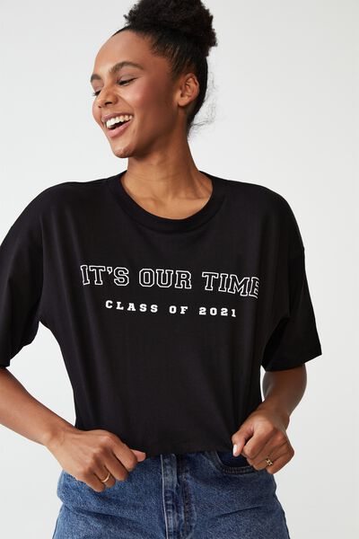 Cropped Boyfriend Class Of 2021 Personalised, BLACK