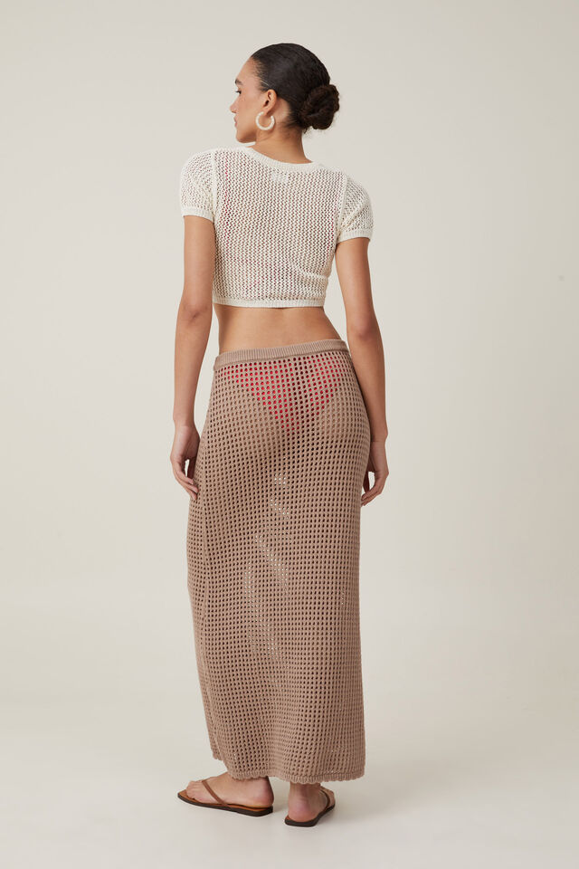 Stormy Crochet Maxi Skirt, MOCHA