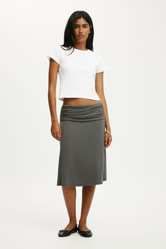 Billie Midi Skirt, CHARCOAL