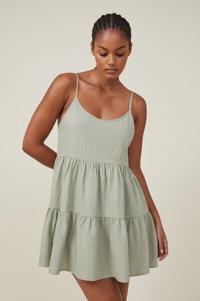 Vestido - Summer Tiered Mini Dress, SEAFOAM GREEN