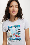 Fitted Lcn Graphic Longline Tee, LCN DIS MICKEY AND MINNIE/ SOFT GREY MARLE - alternate image 4