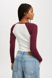 Kelsey Raglan Long Sleeve, VINTAGE WHITE/CHERRY VARNISH - alternate image 3