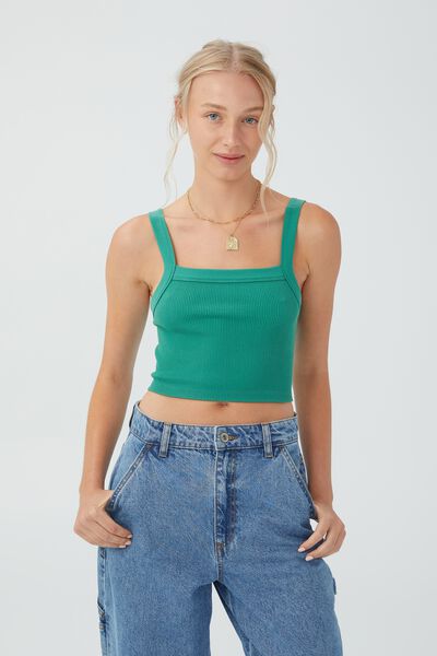 Seamless Nelly Straight Neck Tank, LUXE GREEN