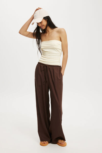 Haven Wide Leg Pant Asia Fit, CHOCOLATE