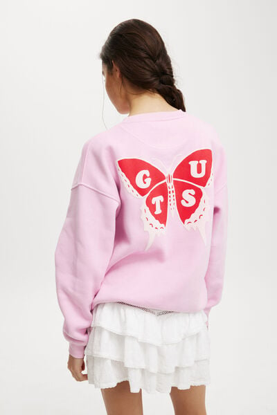 Olivia Rodrigo Crew Sweatshirt, LCN BR GUTS BUTTERFLY/SWEET LILAC