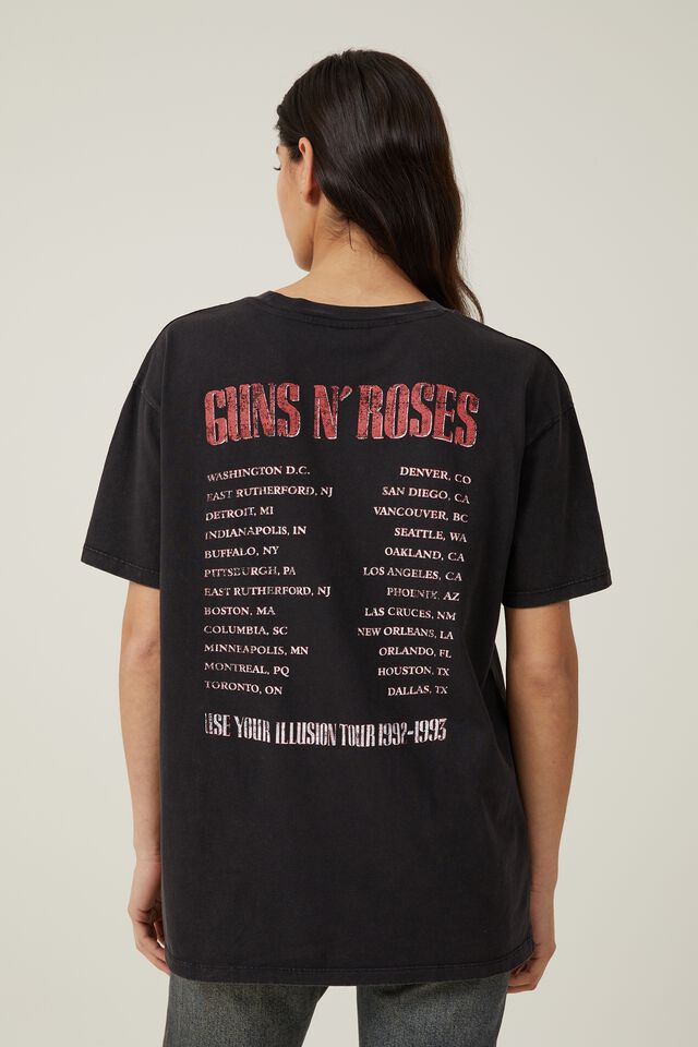 Camiseta - Relaxed Boyfriend Guns N Roses Tee, LCN BR GUNS N ROSES USE YOUR ILLUSION/ BLACK