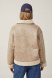 Dakota Faux Leather Jacket, TAUPE SHERPA - alternate image 3