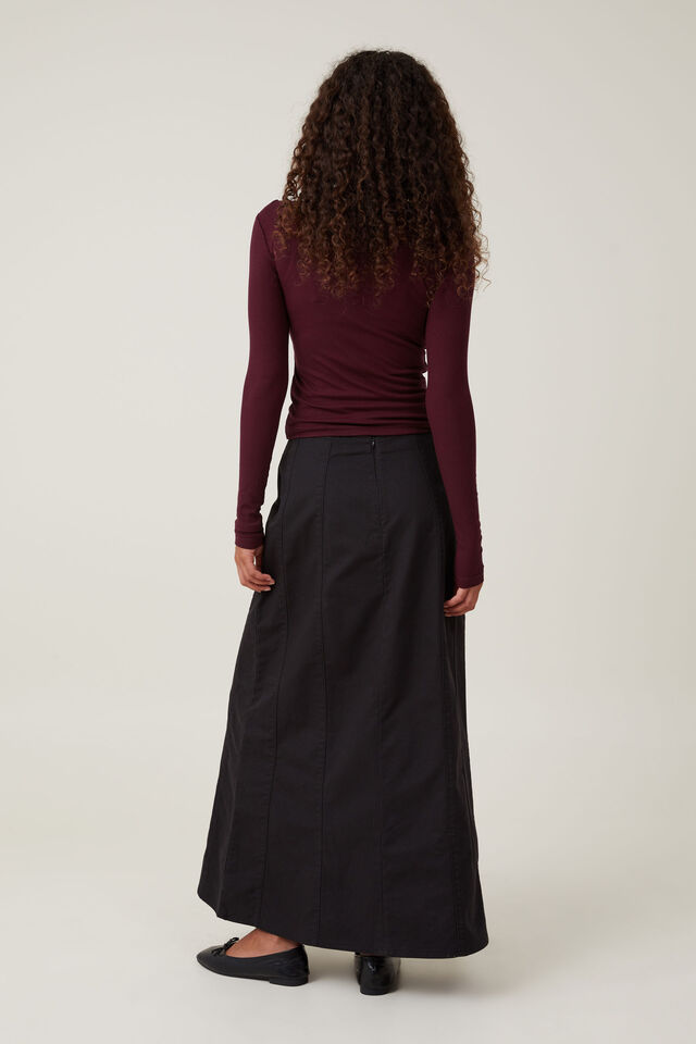 Zimi Panel Maxi Skirt, BLACK
