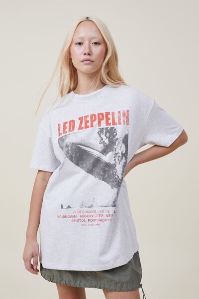 Camiseta - Boyfriend Fit Graphic License Tee, LCN BR LED ZEPPELIN U.K TOUR 1969/LIGHT MARLE