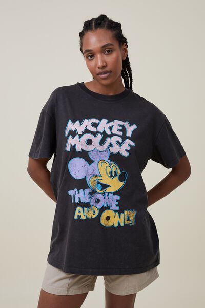 Mickey Oversized Fit Lcn Graphic Tee, LCN DIS MICKEY MOUSE COLLAGE/ WASHED BLACK