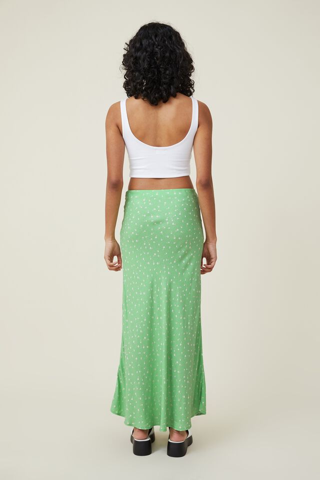 Bloom Maxi Slip Skirt, AMY FLORAL LIVELY GREEN