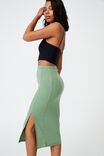 Essential Split Midi Skirt, PISTACHIO GREEN