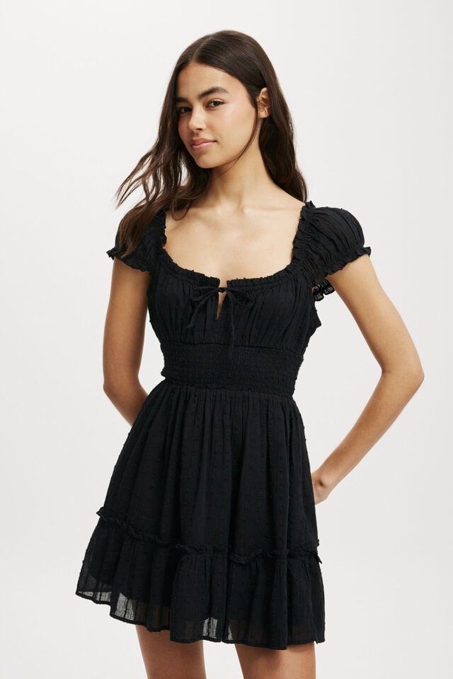 Eddie Corset Mini Dress, BLACK