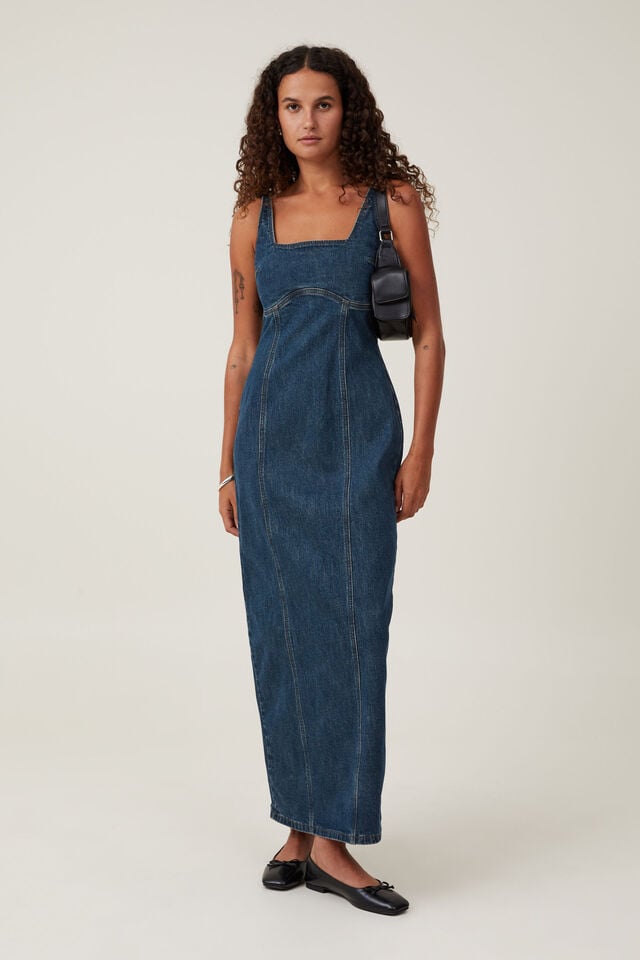 Vestido - Sloan Denim Maxi Dress, MISTIC BLUE