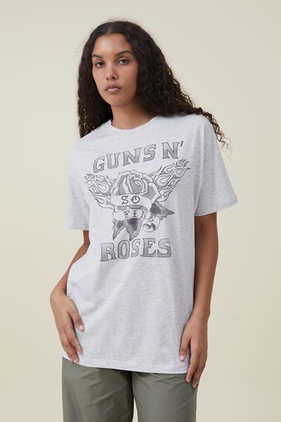 Camiseta - Relaxed Boyfriend Guns N Roses Tee, LCN BR GUNS N ROSES SO FINE/LIGHT GREY MARLE