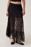 Lace Tiered Maxi Skirt, BLACK - alternate image 4