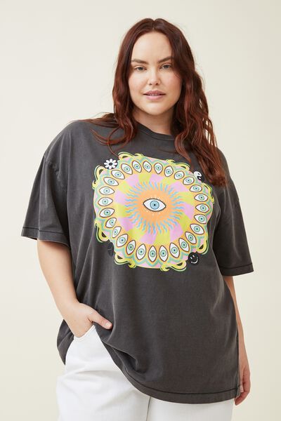 Curve Dad Graphic Tee, CIRCLE OF EYES/WASHED BLACK