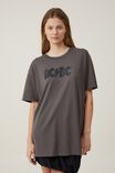 Oversized Fit Acdc Music Tee, LCN PER ACDC LOGO SLATE - alternate image 2