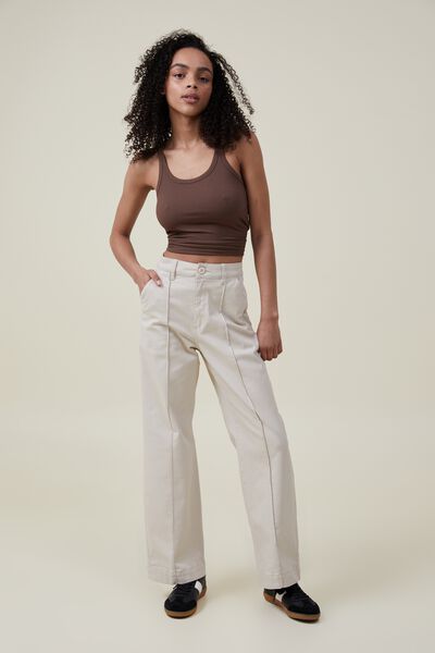 Carter Wide Leg Pant Asia Fit, STONE