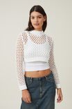 Open Knit Crop Pullover, WHITE - alternate image 2