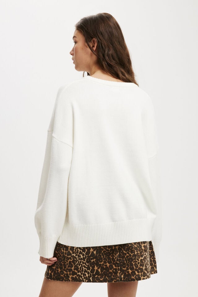 Lux Crew Sweater, WHITE