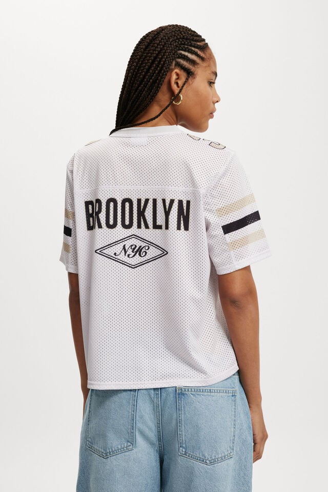 V Neck Regular Cropped Graphic Tee, BROOKLYN 32/MID TAUPE