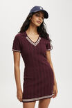 Heritage Knit Polo Mini Dress, CHERRY/STONE - alternate image 1