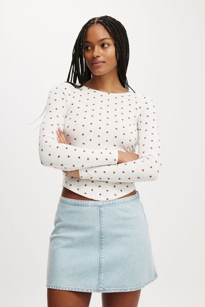 Sasha Pointelle Low Back Long Sleeve Top, ROZZY ROSE