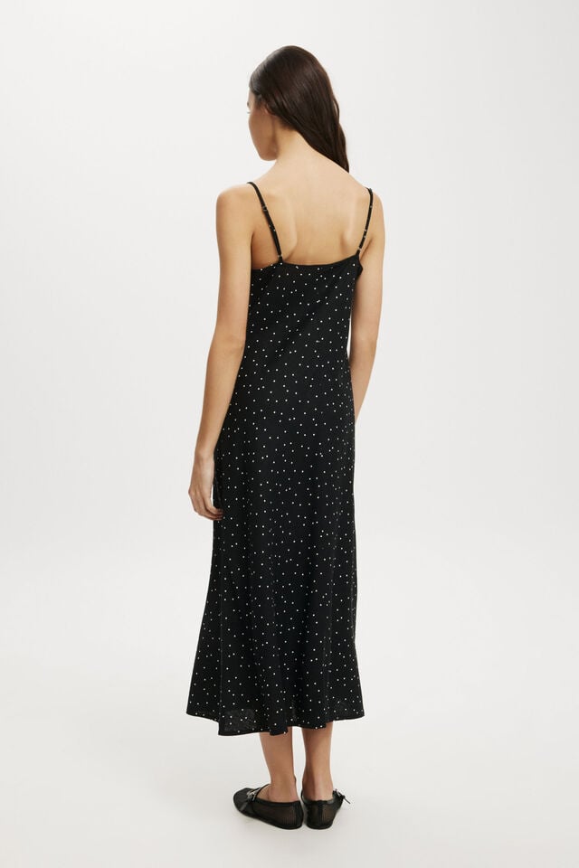 Haven V Neck Maxi Dress, POLKA DOT BLACK