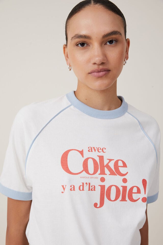 Camiseta - Coca Cola Regular Raglan Graphic Tee, LCN COK COCA COLA AVEC COKE/VINTAGE WHITE