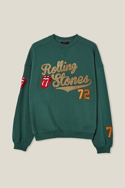 Rolling Stones Crew Sweatshirt, LCN BRA ROLLING STONES 72/SCHOLAR GREEN