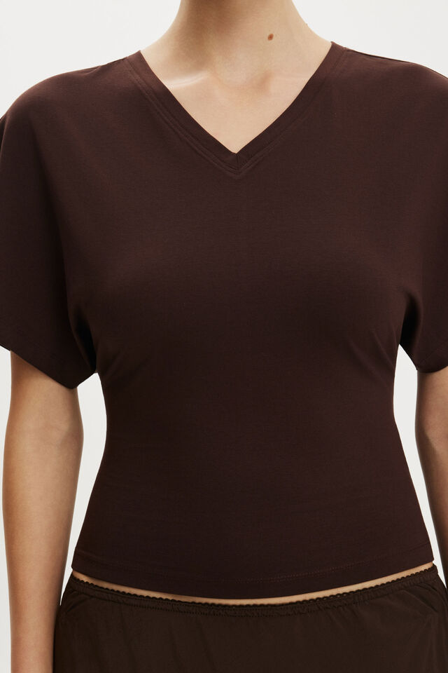Blair Batwing V Neck, DARK OAK
