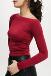 Lexa Gathered Long Sleeve Top, CHERRY ROUGE - alternate image 2