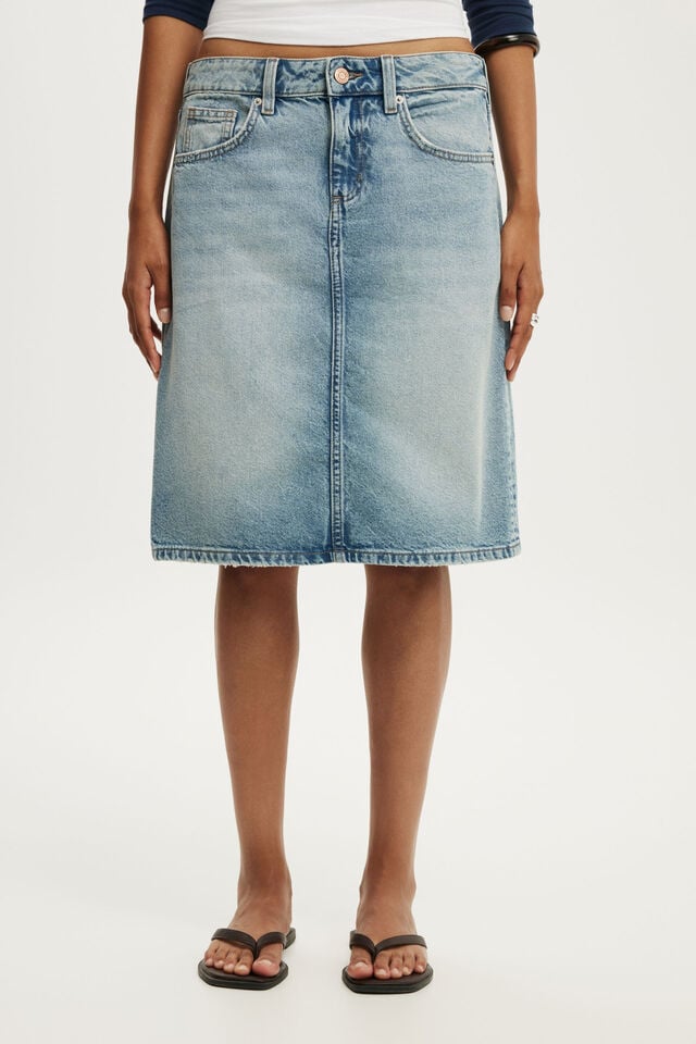 Midi Denim Skirt, PALMSIDE BLUE
