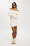 Faux Off Shoulder Sweater Dress, ECRU - alternate image 3