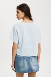 Haven Tie Front Short Sleeve Top, BLUE GINGHAM - alternate image 3