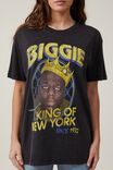 Camiseta - Boyfriend Fit Hip Hop Tee, LCN MT BIGGIE KING OF NEW YORK/WASHED BLACK - vista alternativa 4