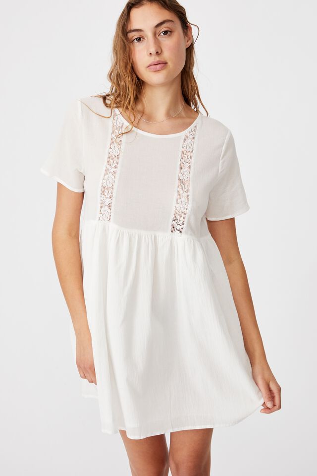 The Good Times Babydoll Lace Mini Dress, WHITE LACE