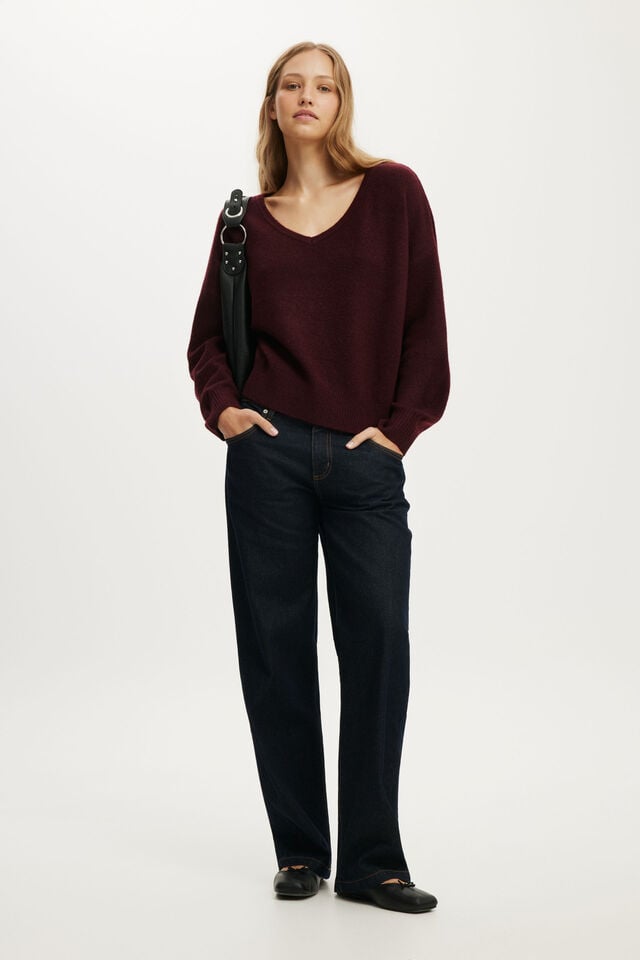 Softest Luxe  Slouchy V Knit, SOUR CHERRY