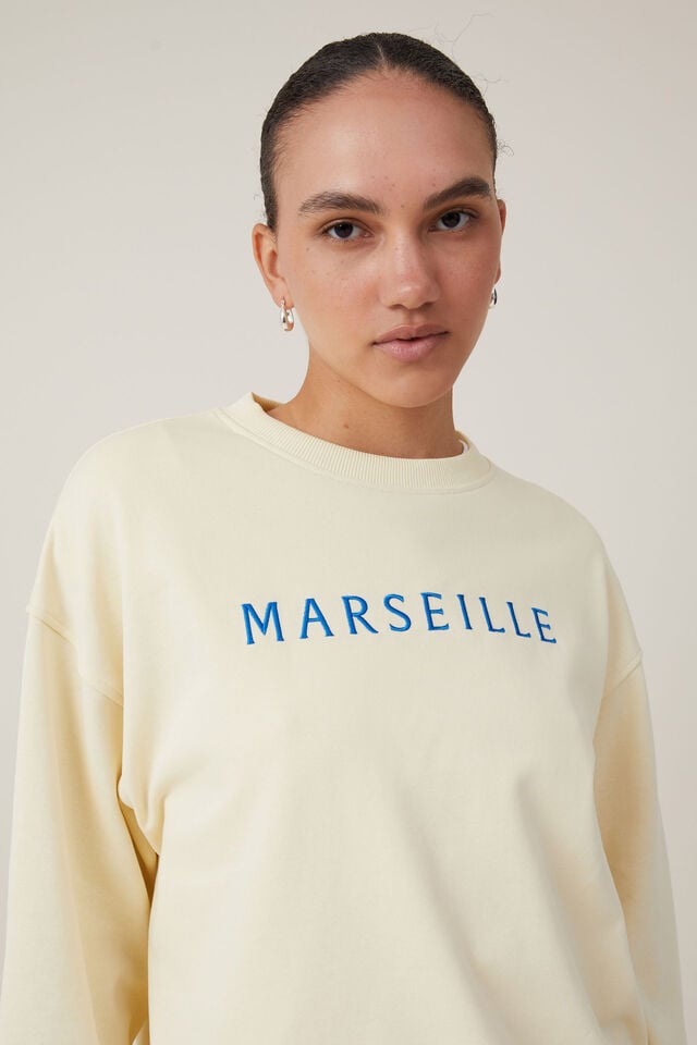 Classic Graphic Crew Sweatshirt, MARSEILLE/LEMON ICING