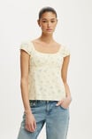 Tie Back Babydoll Top, THEA DITSY VANILLA GLOW - example image 1