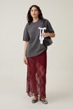 Lace Panel Maxi Skirt, SANGRIA - alternate image 1