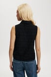 Logan Broderie Sleeveless Shirt, BLACK/WHITE - alternate image 3