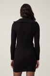 1/4 Zip Cable Knit Mini Dress, BLACK - alternate image 3