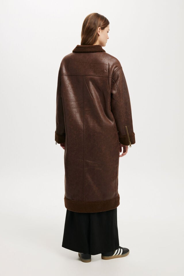 Dakota Longline Jacket, CHOC BROWN SHERPA