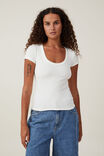 Camiseta - Tyla Scoop Neck Short Sleeve Top, OFF WHITE - vista alternativa 1