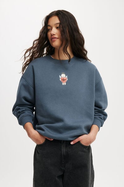 Classic Graphic Crew Sweatshirt, ANGEL HEART/SLATE BLUE