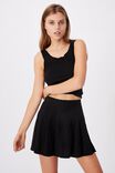 Pleated Tennis Mini Skirt, BLACK